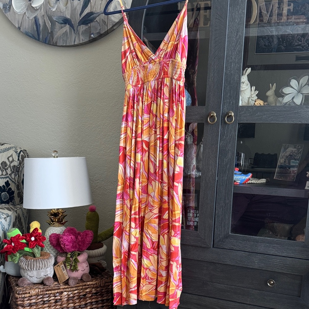 Z Supply Pink Orange Yellow Printed Maxi Dress
